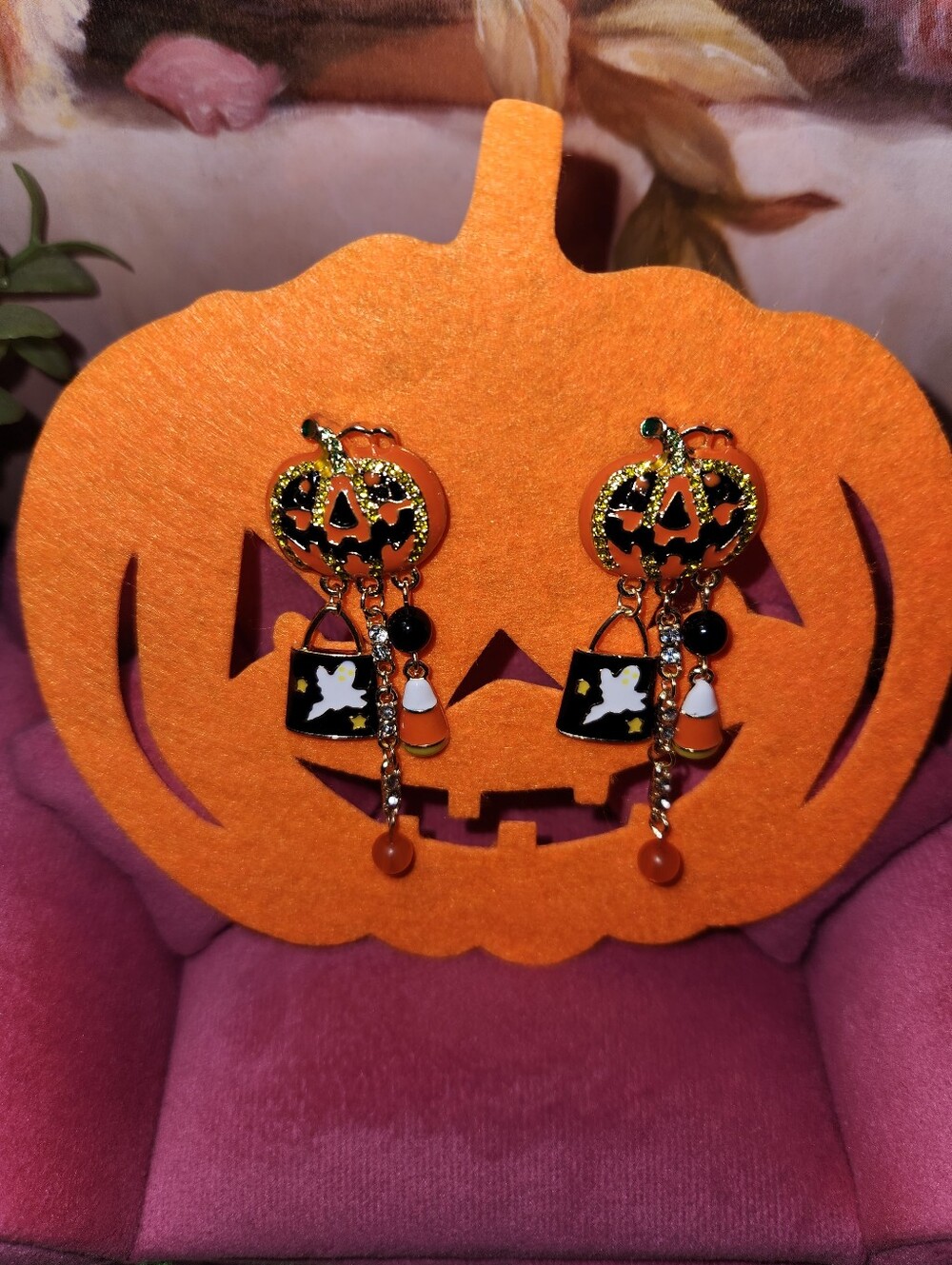 Halloween Pumpkin Dangle Earrings  NWOT